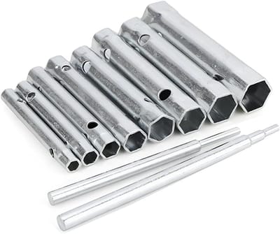10-delige Set Metalen Buis Sleutels 6-22mm, Dubbelzijdige Steeksleutel voor Buisreparatie en Onderhoud
