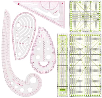 7-delige Transparante Naadmeter Set voor Quilten en Kledingmaken - Meting, Tailoring en Modellen Ruler