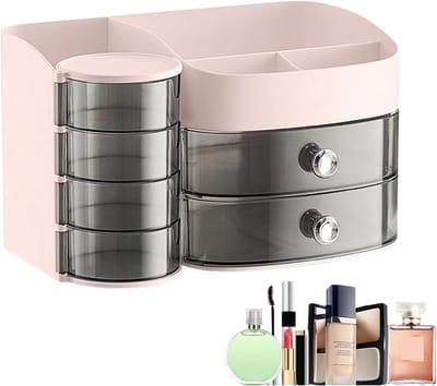 Make-up Organizer - Beauty Opberger - Bureau Organiseren - Stofdichte Hoes - 18x18x29.5 cm - Roze
