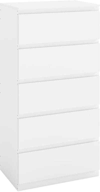 Dailygoods- Commode Wit 60x40x120 cm - 5 Laden - Slaapkamer/Sideboard - Halcommode - Bijzetkast - Opbergpartner voor Thuis - Dressoir