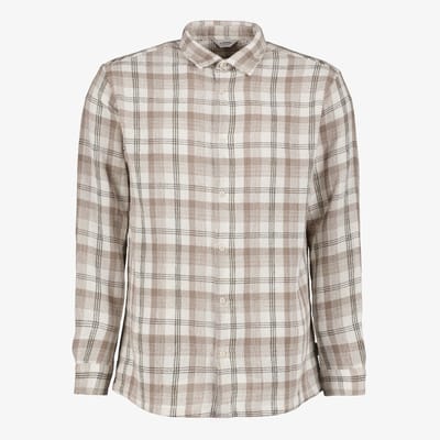 JJ REBEL heren overhemd geruit beige - Maat S