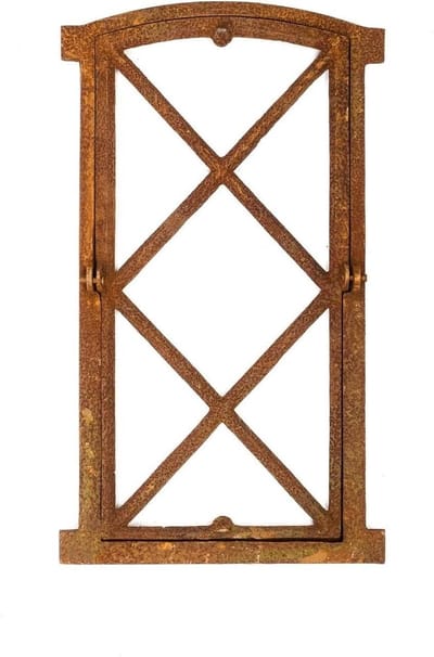 Stabiel Raam - Vouwkozijn Schuur - Decoratie Gebruik - Antieke Stijl - 38x76cm - Roest