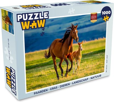 Puzzel Paarden - Gras - Dieren - Landschap - Natuur - Legpuzzel - Puzzel 1000 stukjes volwassenen