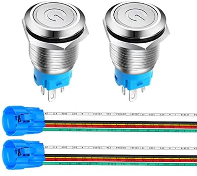 Roestvrijstalen Vergrendelende Drukknopschakelaar 16mm AAN-UIT Waterdicht met LED
