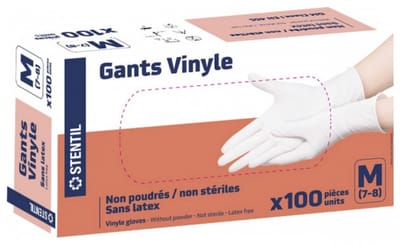 Stentil 100 Powder-Free / Non-Sterile / Latex-Free Vinyl Onderzoekshandschoenen (Maat : M)