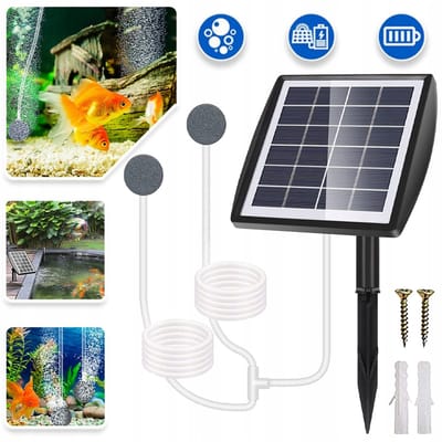 Zonne-Zuurstofpomp-2W Zonne-Vijverbeluchter Met 2200mAh Batterij-Zonne-Luchtpomp Aquarium Oxygenator-Oxygenator Aquarium Luchtpomp Vissen Beluchter Met Buis Luchtbelstenen-Voor Tuinvijvers
