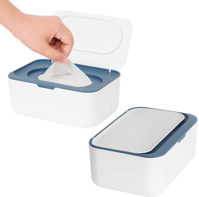 Opbergdoos - houder voor vochtige doekjes - vervangbare houder voor vochtige doekjes, houdt vochtige doekjes fris, bediening met één hand. Antislip, gemakkelijk te openen en te sluiten tas voor vochtige doekjes, blauw.