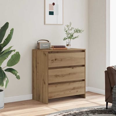 vidaXL - Dressoir - 70x41x75 - cm - bewerkt - hout - artisanaal - eikenkleur