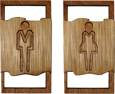 Djemzy - deur bordje - bordje - Toilet bordje man en vrouw symbool - 3d - donkerroodhout, hout - 3.6mm multiplex