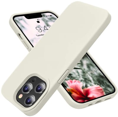 geschikt voor iPhone 13 Pro Hoesje Siliconen - Soft Touch Telefoonhoesje - geschikt voor iPhone 13 Pro Silicone Case met zachte voering - Mobiq Liquid Silicone Case Hoesje geschikt voor iPhone 13 Pro lichtgrijs