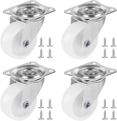 Draaibare wielen voor zware meubels, 4 stuks meubelwielen, 40 mm, wielen voor zware belasting, mini-draaibaar, met kogellagers en 16 schroeven