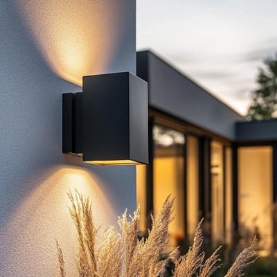 Solar wandlamp buiten 'Sverre' recht - Up down light - Warm wit licht (2700K) - 50 lumen - IP54 - Met schemersensor - Tuinverlichting op zonne-energie geschikt voor schutting - Zwart