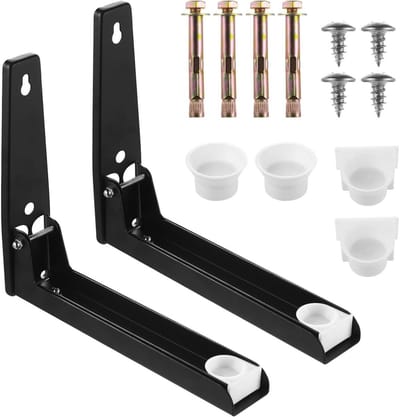 GELLDG Uitschuifbare Magnetronsteun - 2 Stuks - Verstelbaar Wandregal 23,5-40,5 cm - Geschikt voor Magnetrons en Kleine Ovens - Tot 50 kg Draagvermogen - 90° Opvouwbaar - RVS - Incl. Montagemateriaal