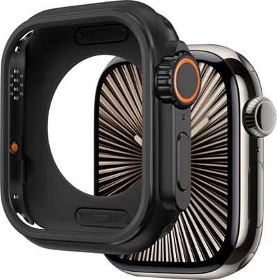 Bandz metalen hoesje geschikt voor Apple Watch 7 / 8 / 9 - 45mm case van hoogwaardig metalen materiaal - Robuuste bescherming (zwart)