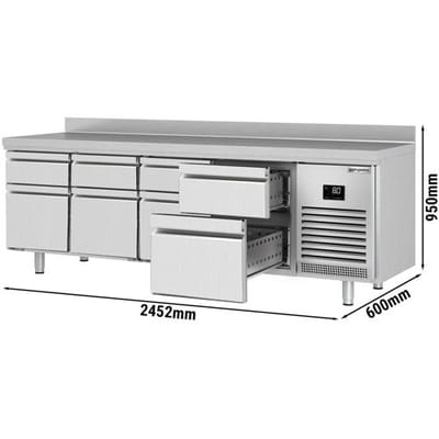 GGM Gastro Kühltisch Premium PLUS - 2452x600mm - 8 Schubladen - Aufkantung