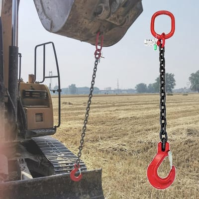 Zware stalen ketting - Hijsketting met haak - Laden verplaatsen - G80 staal constructie - 1 ton capaciteit - Zwart