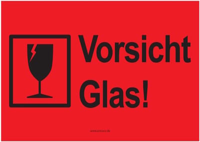 Waarschuwingsstickers Glas - Verhuisstickers Labels - Veilig Verhuizen - Opvallend A6 Formaat - 15 Stuks - Rood