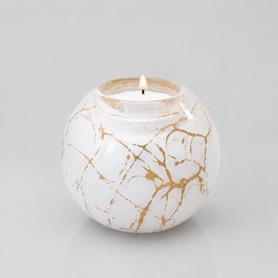Mini Urn met kaarshouder - Glas - Handgemaakt - Wit/goud - 250 ml - Urn voor mensen - Urn voor dieren - Deksel, kaarsje & aszakje inclusief