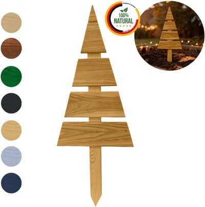 Floranica houten kerstboom, hoogte 45 cm, natuurlijk – kerstdecoratie, kerstboom voor binnen en buiten, om in pot of in de grond te steken