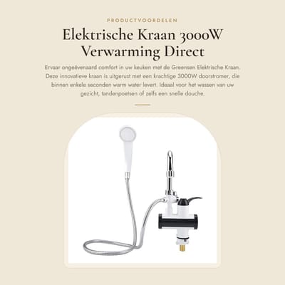 Dailygoods - Elektrische Kraan - 3000W Verwarming - Direct Warm en Koud Water - Ideaal voor Keuken - Energiezuinig - Snel en Eenvoudig te Installeren...