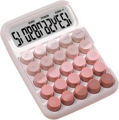 Kinder Rekenmachine - Antislip Bureaucalculator - Leren en Kantoor - Ergonomisch Ontwerp - 16 x 11 cm - Roze