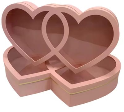 Luxe Hartvormige Doos met Transparant Deksel - M: 45x25x7cm -Roze - Cadeaudoos - Geschenkdoos - Valentijnsdag - Moederdag - Huwelijk