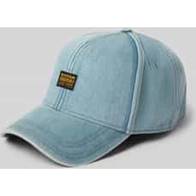 Baseballpet in denimlook met labeldetail