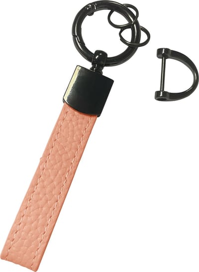 Sleutelhanger Leer - Leren Sleutelhanger Met Sleutelhanger Ringen - Lichtroze