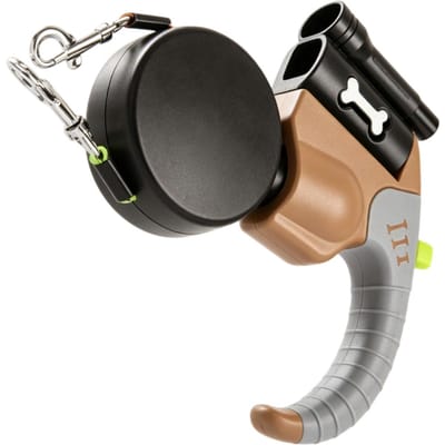 Laisse rétractable double pour chiens avec lumière LED Corde de 3 m Télescopique automatique Bande pour chien Tracteur pour promenade d'animaux de compagnie en extérieur black