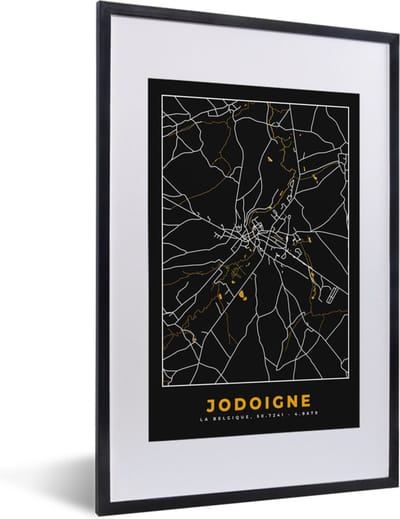 Fotolijst incl. Poster - Jodoigne - Plattegrond - Kaart - Stadskaart - Goud - 40x60 cm - Posterlijst