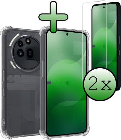 Hoesje Met Screenprotector - 2 Stuks - Geschikt voor Nothing Phone (3a) Pro - Sterk & Shockproof - Siliconen Case - Back Cover - Telefoon Hoes - Shock Proof - Transparant