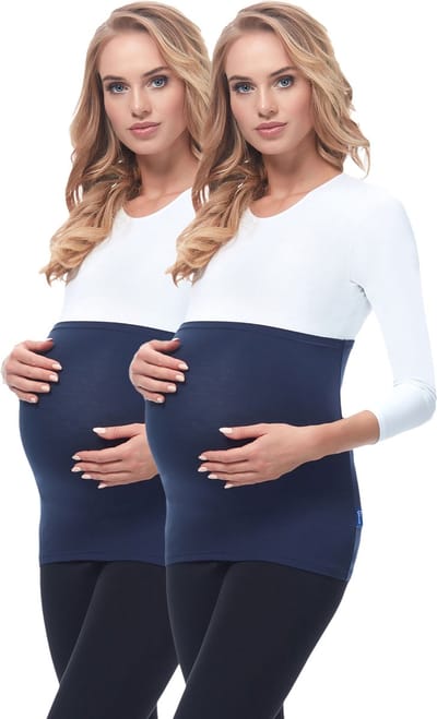 Be Mammy Dames Zwangerschapsbuikband - Zwanger - Viscose - 2Pack - BE-BE20-169-BB-2pack - Donkerblauw/Donkerblauw - 36/38