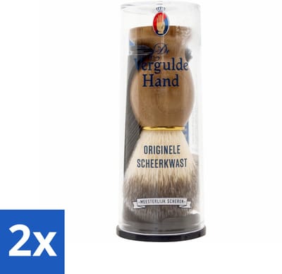2 x Vergulde Hand Originele Scheerkwast - Scheerkwast - Scheerbeleving - Scheerzeep - Baardharen - Huidmassaging