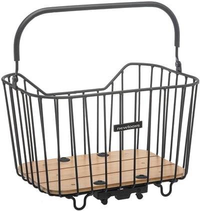 New Looxs Palermo Afneembare Fietsmand Bagagedrager Racktime - Aluminium - Houten bodem - Met zacht handvat - 24 Liter - Zwart