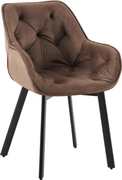 CLP Antigo Eetkamerstoel - Met armleuning - Metalen frame - Velvet - Fluweel/bruin