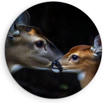 Saammp Muurcirkel Hout - Herten familie - Natuur - Dieren - Ø 90 - Wandcirkel - Wanddecoratie Cirkel - Muurdecoratie Woonkamer - Slaapkamer decoratie - Rond Schilderij