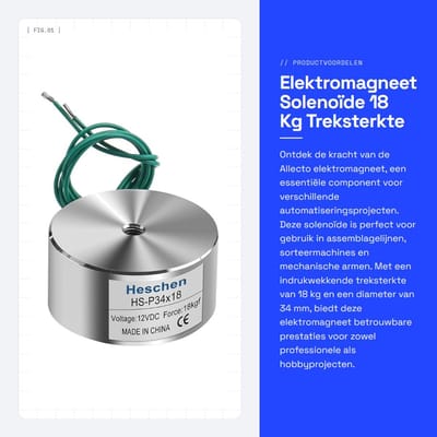 Dailygoods - Elektromagneet - Solenoïde - 18 Kg Treksterkte - 34 mm Diameter - DC 12V - Automatisering - Voor diverse toepassingen