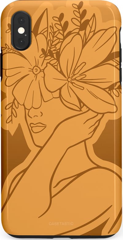 Casetastic hoesje geschikt voor Apple iPhone XS Max - Dubbellaagse bescherming - Botanische Elegantie - Fashion Case - Goud Bruin Terracotta