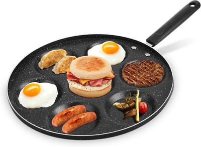 Koekenpan met 7 gaten - Pannenkoekenpan Eierkoekenpan - Ontbijt Bereiden - Energie-efficiënt Aluminium - 34 x 32 x 4 cm