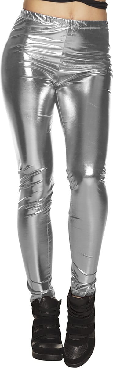 Boland - Legging Glance zilver (M) - Volwassenen - Showgirl - 80's & 90's - Disco - Festival