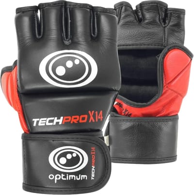 Worstelhandschoenen - MMA Handschoenen - Grappling Training - Drievoudige Gel Bescherming - Maat L - Zwart Rood