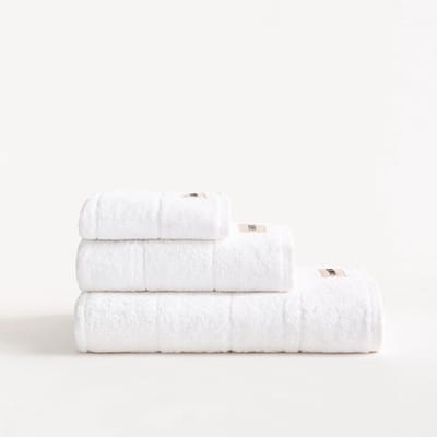 GAMUSI Set van 3 Badhanddoeken TERRY – 100% Katoen Badstof – OEKO-TEX – Blanco Wit – 30x50 / 50x100 / 70x150 cm - Douche-set
