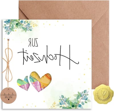 Trendy trouwkaart met enveloppen voor geldgeschenken | Perfecte huwelijksgeschenken voor het bruidspaar | Creatieve kaart voor geld, trouwcadeaus en gelukswensen