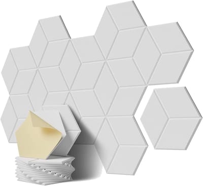 Akoestisch Schuim - Geluiddichte Panelen - Geluidsbehandeling Ruimte - Zelfklevend Ontwerp - 12 Stuks - Wit
