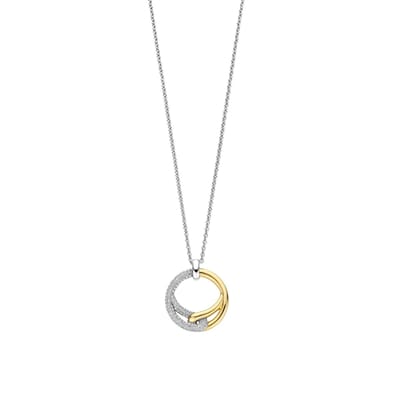 TI SENTO Dames Ketting - 925 zilver - Zirkonia met geel verguld - Maat 42 - 34107ZY