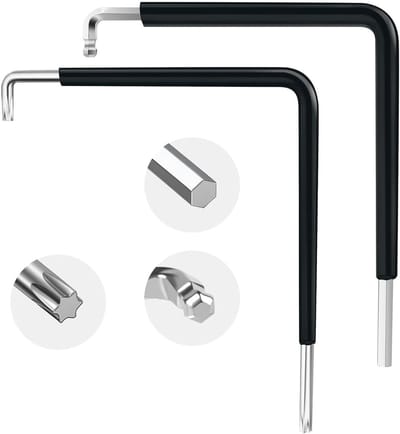 Set van 2 Verstelgereedschappen voor Raaminstallatie met 4mm Hex Socket en Torx TX15 Sleutel, Inclusief Gebogen Dubbele Hex Sleutel voor Gemakkelijke Montage