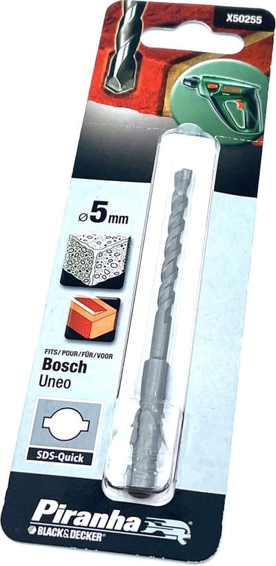 Piranha betonboor - Ø 5 mm x 100 mm - Bosch Uneo - SDS Quick - X50255