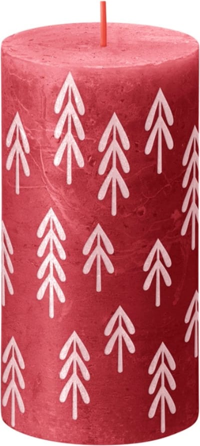 Bolsius - Rustiek stompkaars - Printed - 130/68 - 1 Stuk - Delicate Red