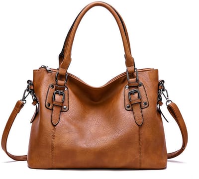 Handtas dames - Schoudertas PU leren schoudertas - Grote capaciteit - Zacht leer Retro - Tote Schoudertassen - Met handvat en crossbody -handvat - Bruin