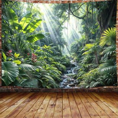 Groene Plant Wandkleed, Esthetische Banaanpalm Bladeren Wanddecoratie voor Slaapkamer, Tropisch Bos Studentenkamer Huisdecoratie 70x100CM